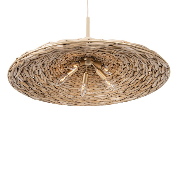 Varaluz Hilton Head 5 Light Large Pendant, Gold/Seagrass