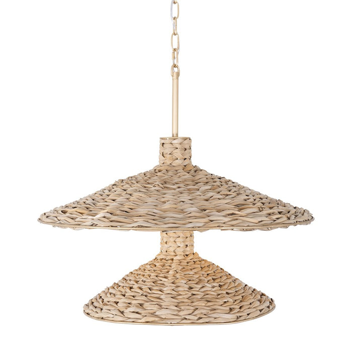 Varaluz Hilton Head 9 Light 2-Tier Pendant, Gold/Seagrass - 502P09FGN