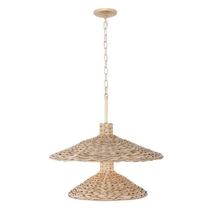 Varaluz Hilton Head 9 Light 2-Tier Pendant, Gold/Seagrass