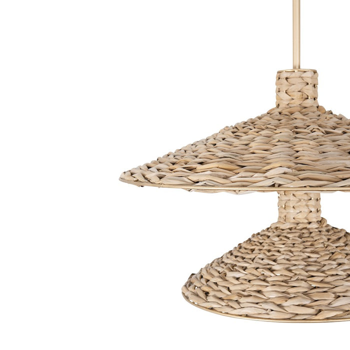 Varaluz Hilton Head 9 Light 2-Tier Pendant, Gold/Seagrass