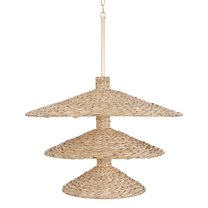 Varaluz Hilton Head 15 Light 3-Tier Pendant, Gold/Seagrass - 502P15FGN