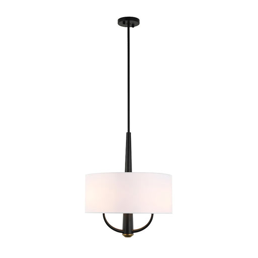 Varaluz Patchwork 3 Light Pendant, Black/Satin Brass/White Cotton