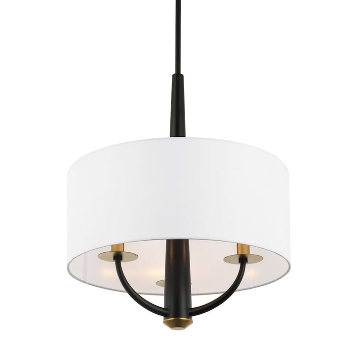 Varaluz Patchwork 3 Light Pendant, Black/Satin Brass/White Cotton