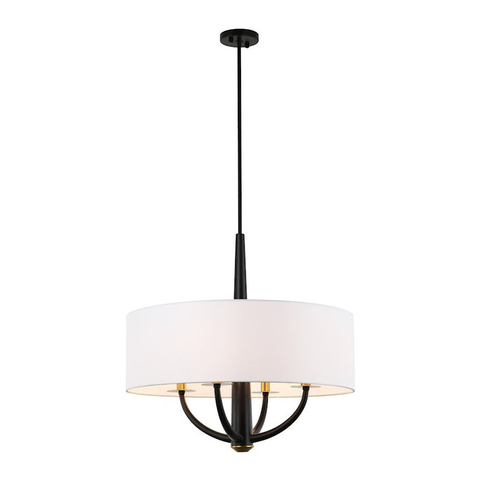 Varaluz Patchwork 4 Light Pendant, Black/Satin Brass/White Cotton - 503P04BLSB