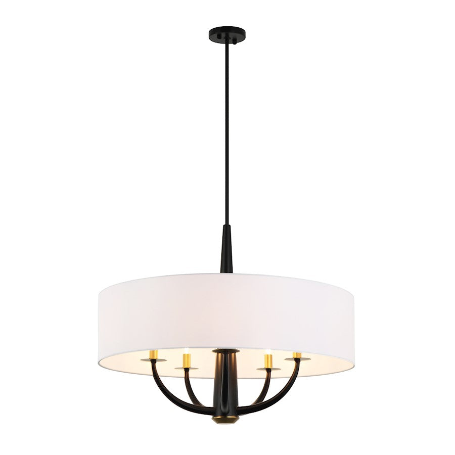 Varaluz Patchwork 5 Light Pendant, Black/Satin Brass/White Cotton - 503P05BLSB