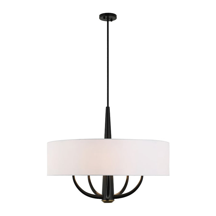 Varaluz Patchwork 5 Light Pendant, Black/Satin Brass/White Cotton