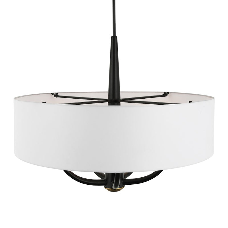 Varaluz Patchwork 5 Light Pendant, Black/Satin Brass/White Cotton