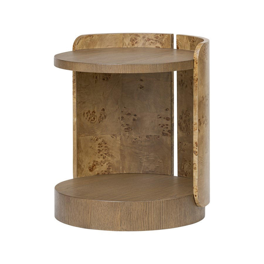 Varaluz McKinney Side Table, Mushroom Oak/Mappa Burl - 514TE20A