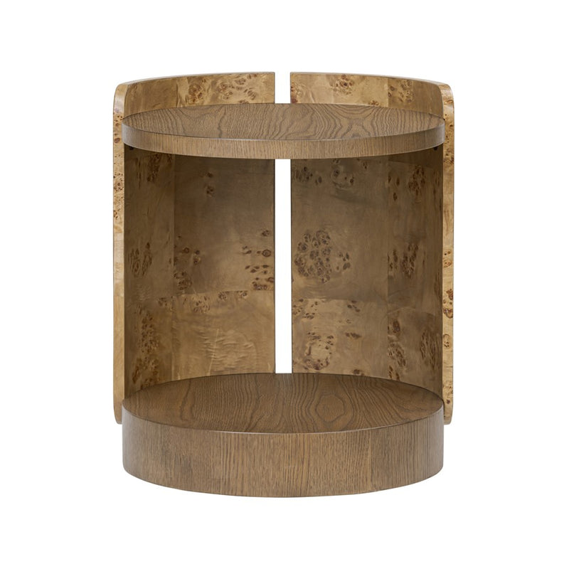 Varaluz McKinney Side Table, Mushroom Oak/Mappa Burl