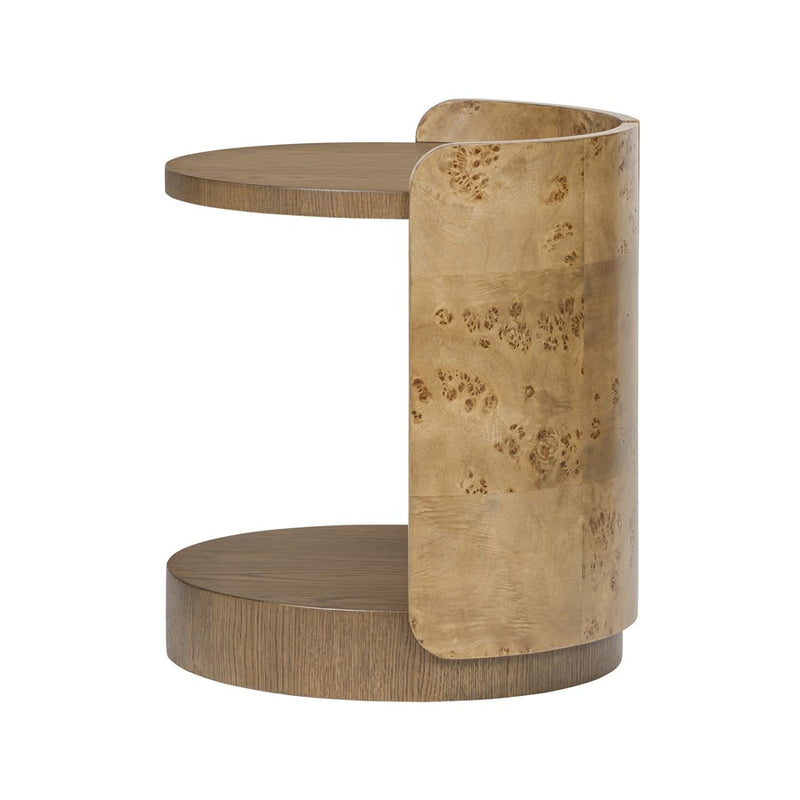 Varaluz McKinney Side Table, Mushroom Oak/Mappa Burl