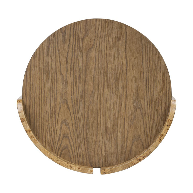 Varaluz McKinney Side Table, Mushroom Oak/Mappa Burl