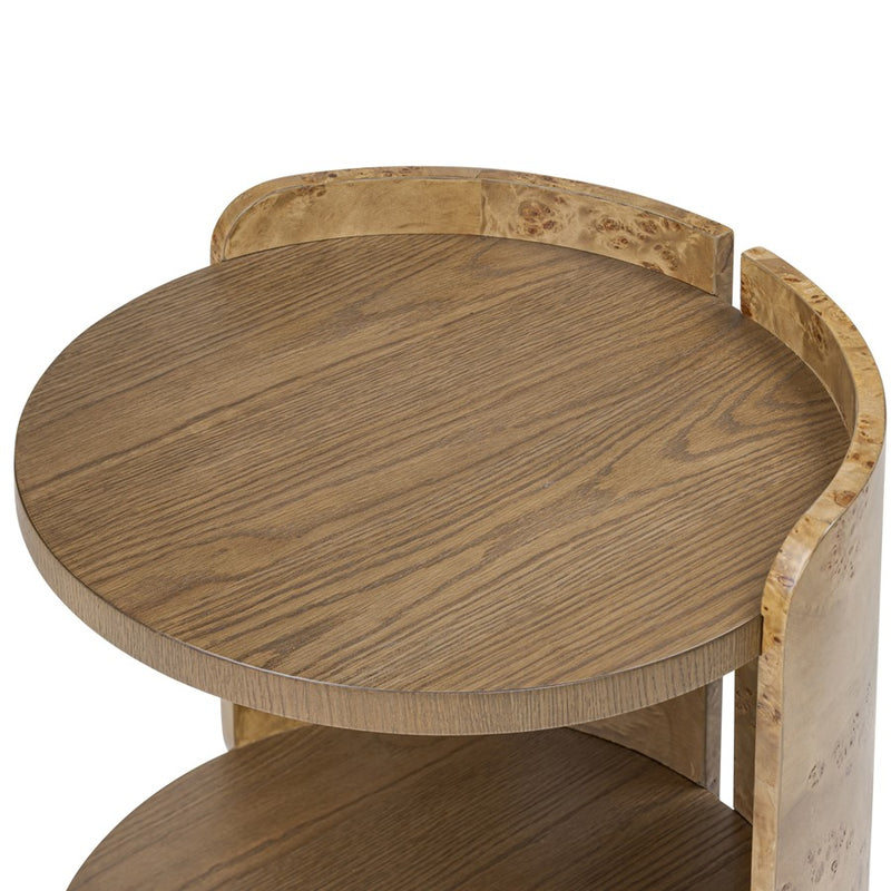 Varaluz McKinney Side Table, Mushroom Oak/Mappa Burl