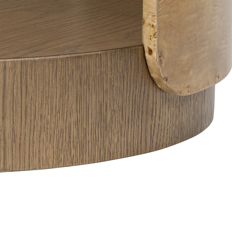 Varaluz McKinney Side Table, Mushroom Oak/Mappa Burl