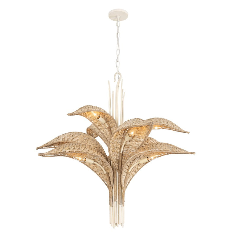 Varaluz Century Palm 9-Lt 3-Tier Chandelier, Country White