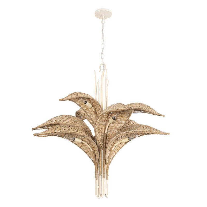Varaluz Century Palm 9-Lt 3-Tier Chandelier, Country White