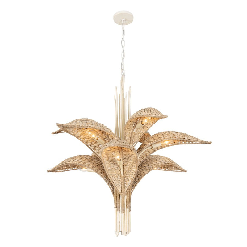 Varaluz Century Palm 9-Lt 3-Tier Chandelier, Country White