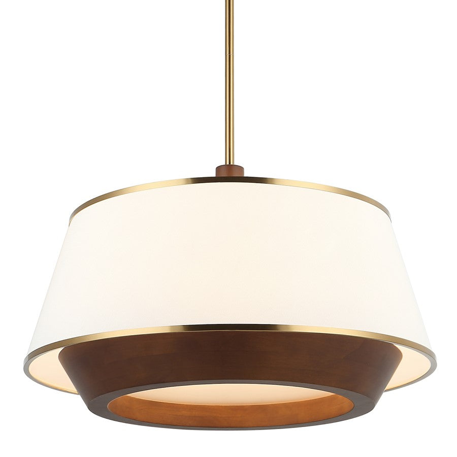 Varaluz Desert Flyer 6-Lt Pendant, Satin Brass/Medium Walnut - 520P06SBW