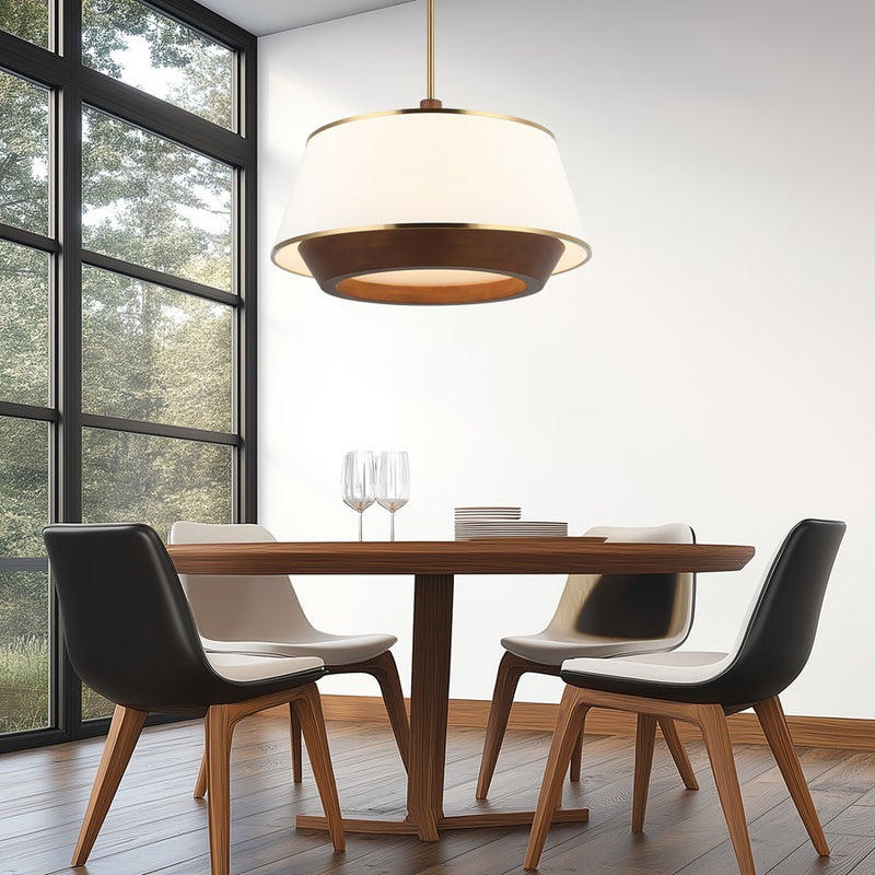 Varaluz Desert Flyer 6-Lt Pendant, Satin Brass/Medium Walnut