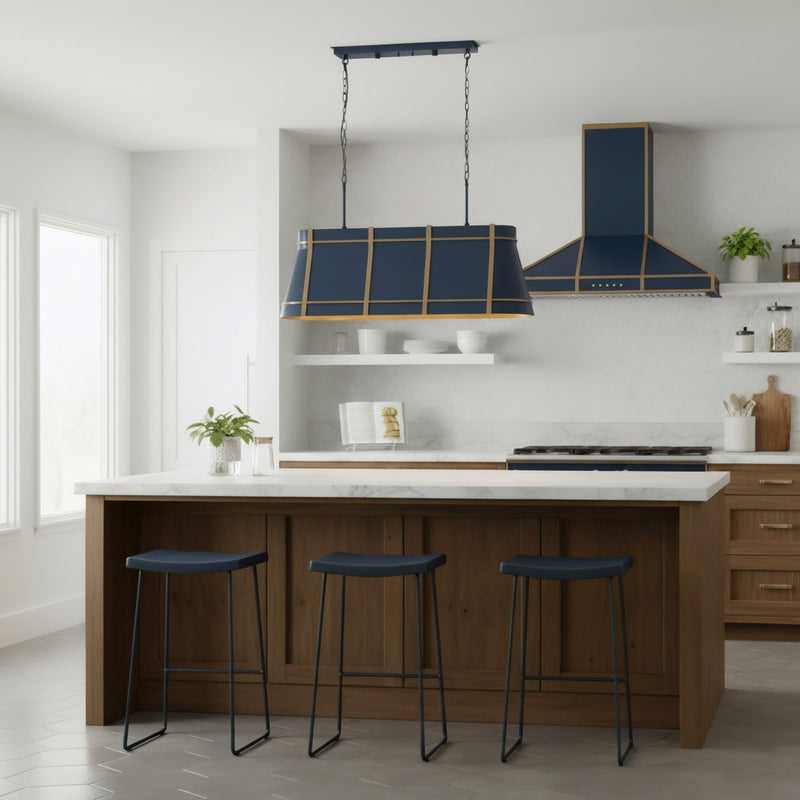 Varaluz Brasserie 4Lt Pendant, French Blue/Heritage Bronze