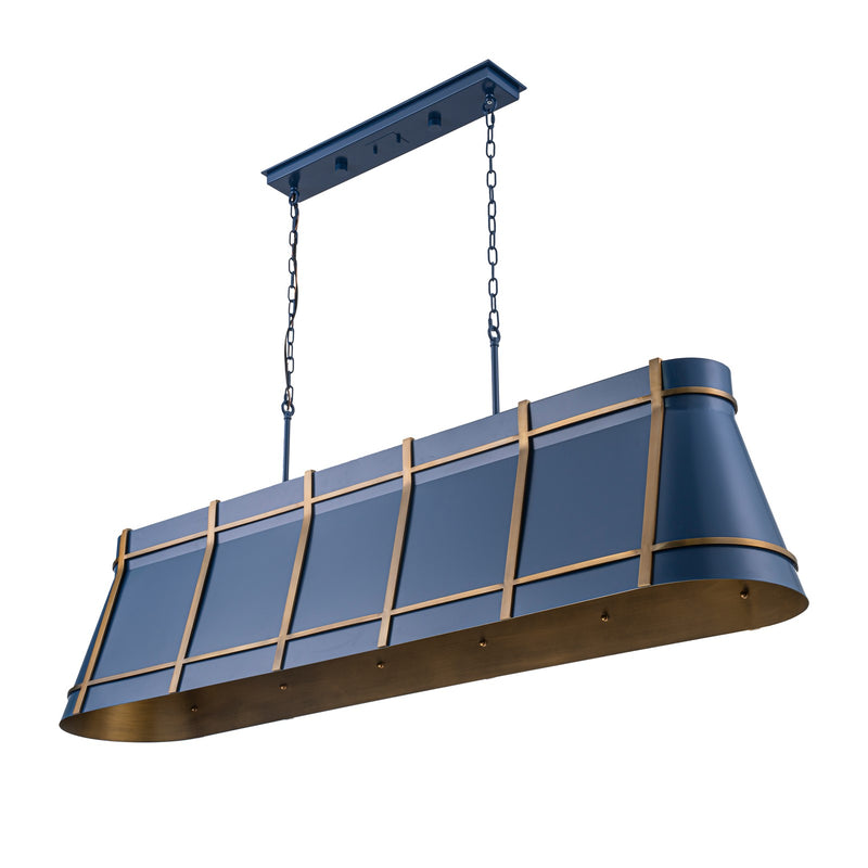Varaluz Brasserie 6Lt Pendant, French Blue/Heritage Bronze