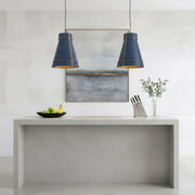 Varaluz Brasserie 1Lt Pendant, French Blue/Heritage Bronze