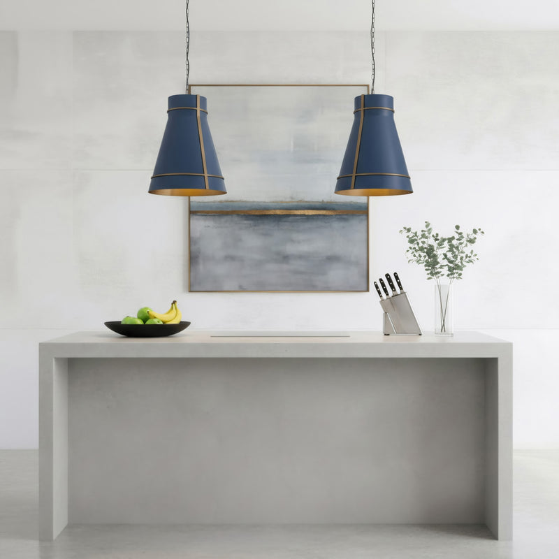 Varaluz Brasserie 1Lt Pendant, French Blue/Heritage Bronze