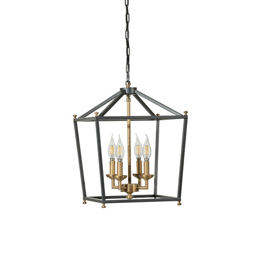 Varaluz Gridlock 4-Lt Pendant, Heritage Black/Antique Bronze - 538P04BLKATB