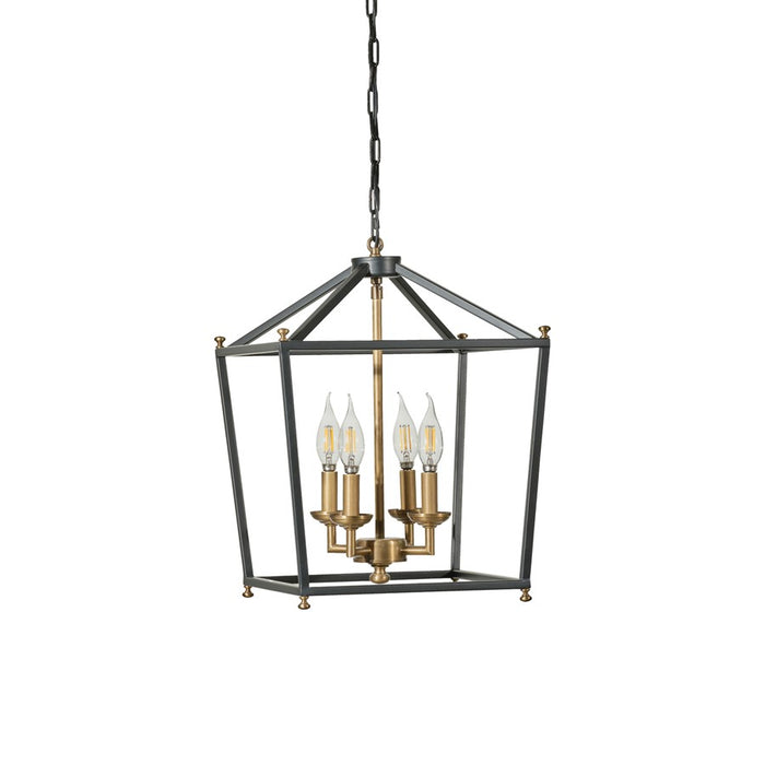 Varaluz Gridlock 4-Lt Pendant, Heritage Black/Antique Bronze - 538P04BLKATB