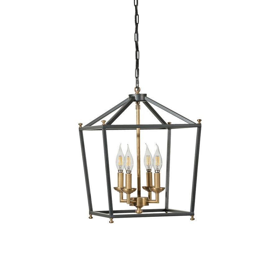 Varaluz Gridlock 4-Lt Pendant, Heritage Black/Antique Bronze - 538P04BLKATB