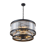 Varaluz Double Take 14 Light Pendant, Heritage Black/Clear