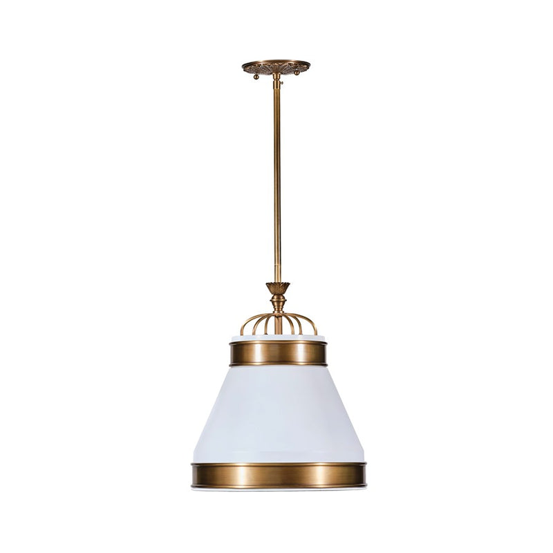 Varaluz Savarin 1-Lt Medium Pendant, Heritage White/Bronze - 549P01MWHTBRZ