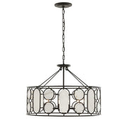 Varaluz Oval Office 6 Light Pendant, Ironclad/White