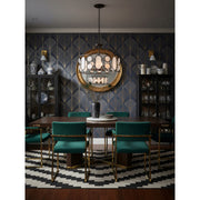 Varaluz Oval Office 6 Light Pendant, Ironclad/White