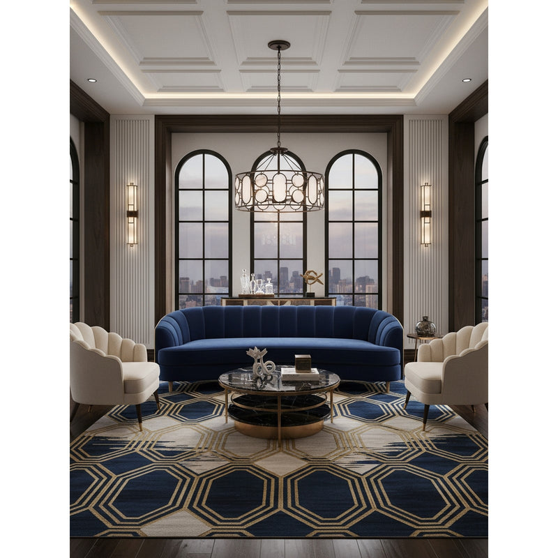 Varaluz Oval Office 6 Light Pendant, Ironclad/White