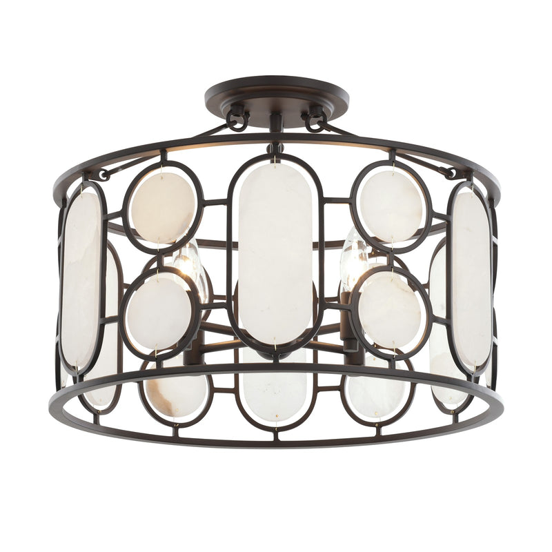 Varaluz Oval Office 4 Light Semi-Flush, Ironclad/White