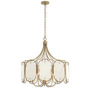 Varaluz Panelist 5 Light Pendant, Brass Kisser/White