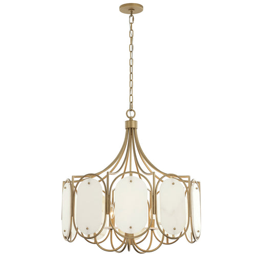 Varaluz Panelist 5 Light Pendant, Brass Kisser/White