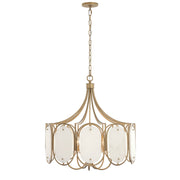 Varaluz Panelist 5 Light Pendant, Brass Kisser/White