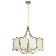 Varaluz Panelist 6 Light Pendant, Brass Kisser/White
