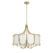 Varaluz Panelist 6 Light Pendant, Brass Kisser/White