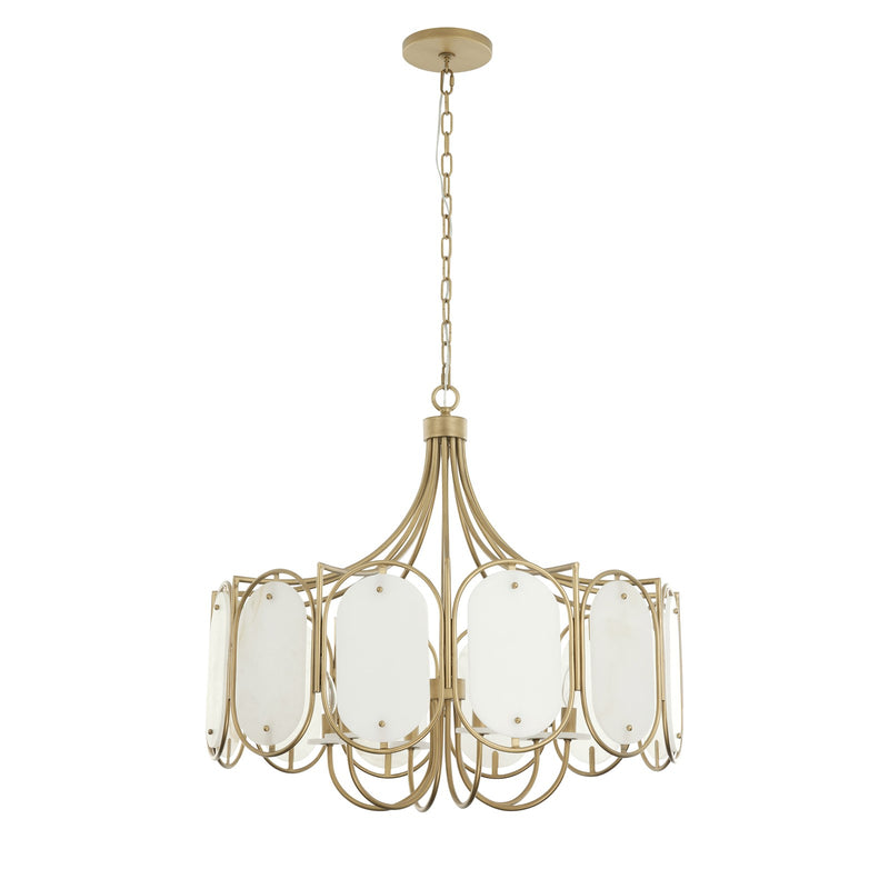 Varaluz Panelist 6 Light Pendant, Brass Kisser/White