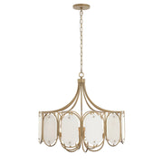 Varaluz Panelist 6 Light Pendant, Brass Kisser/White