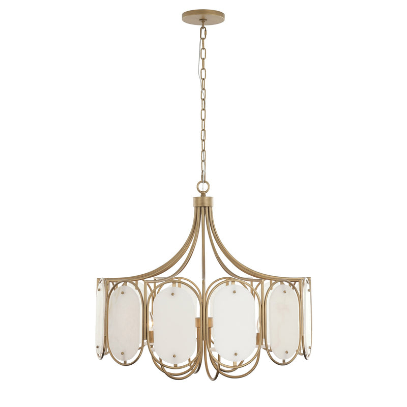 Varaluz Panelist 6 Light Pendant, Brass Kisser/White