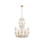 Varaluz Petal Court 9 Light Chandelier, French Gold/Clear and White