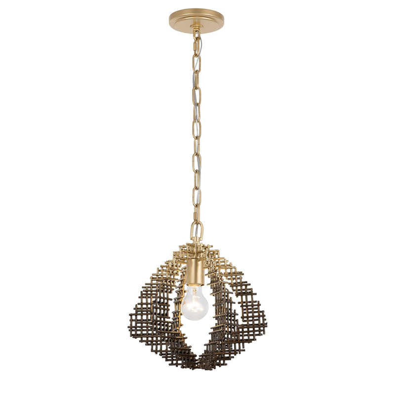 Varaluz Construct 1Lt Pendant, Dark Bronze/French Gold