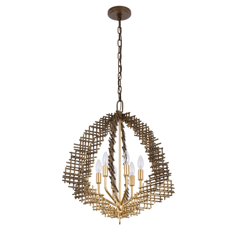 Varaluz Construct 6Lt Pendant, Dark Bronze/French Gold