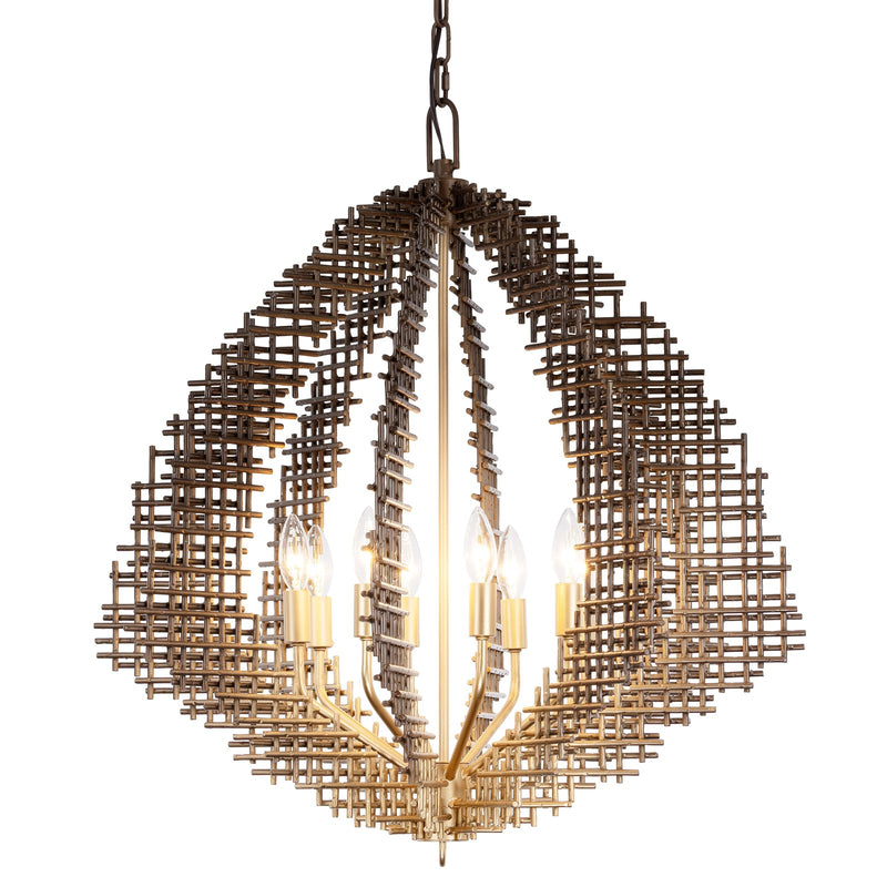 Varaluz Construct 8Lt Pendant, Dark Bronze/French Gold