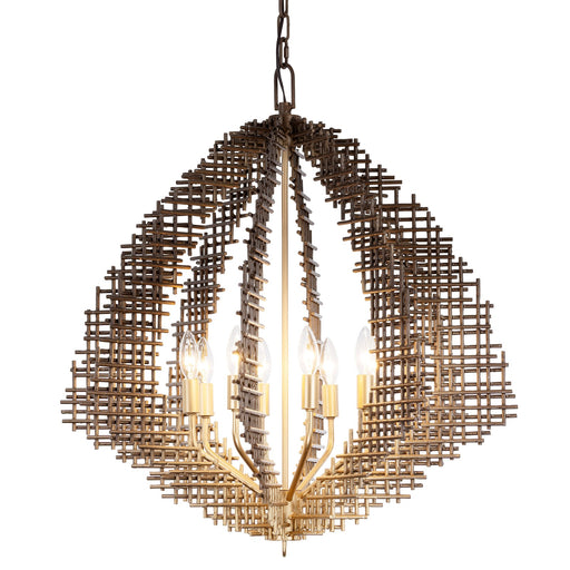 Varaluz Construct 8Lt Pendant, Dark Bronze/French Gold