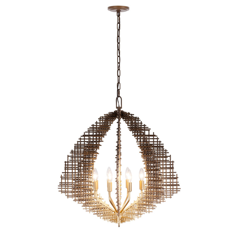 Varaluz Construct 8Lt Pendant, Dark Bronze/French Gold