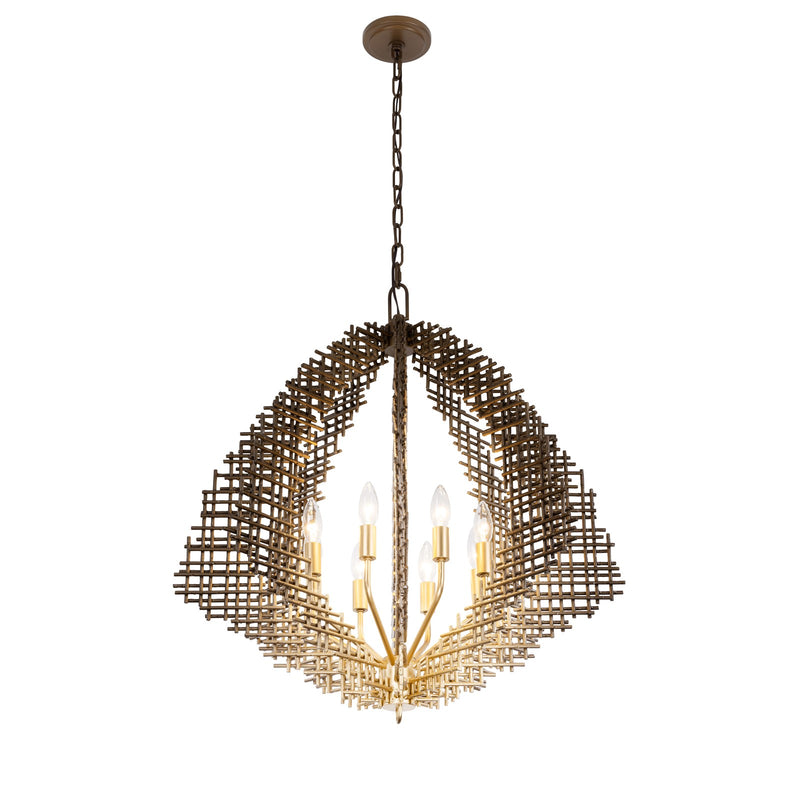 Varaluz Construct 8Lt Pendant, Dark Bronze/French Gold